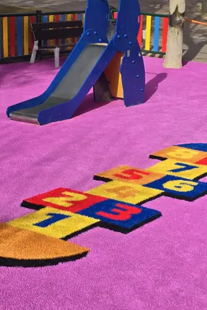 Image of a section with Turfplay artificial turf for playgrounds by Turfgrass.