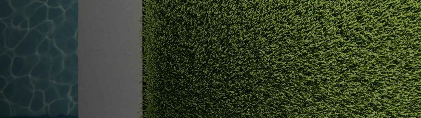 Artificial grass for swimming pools.