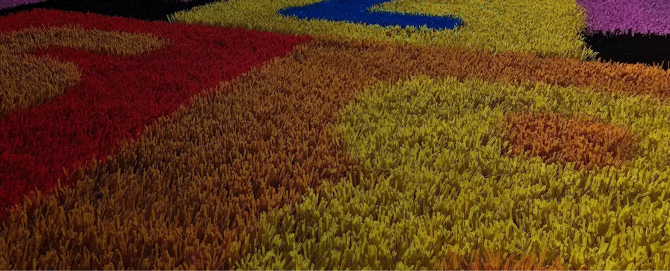 Close-up of drawing generated after the installation of artificial turf in playgrounds with Turfplay. 