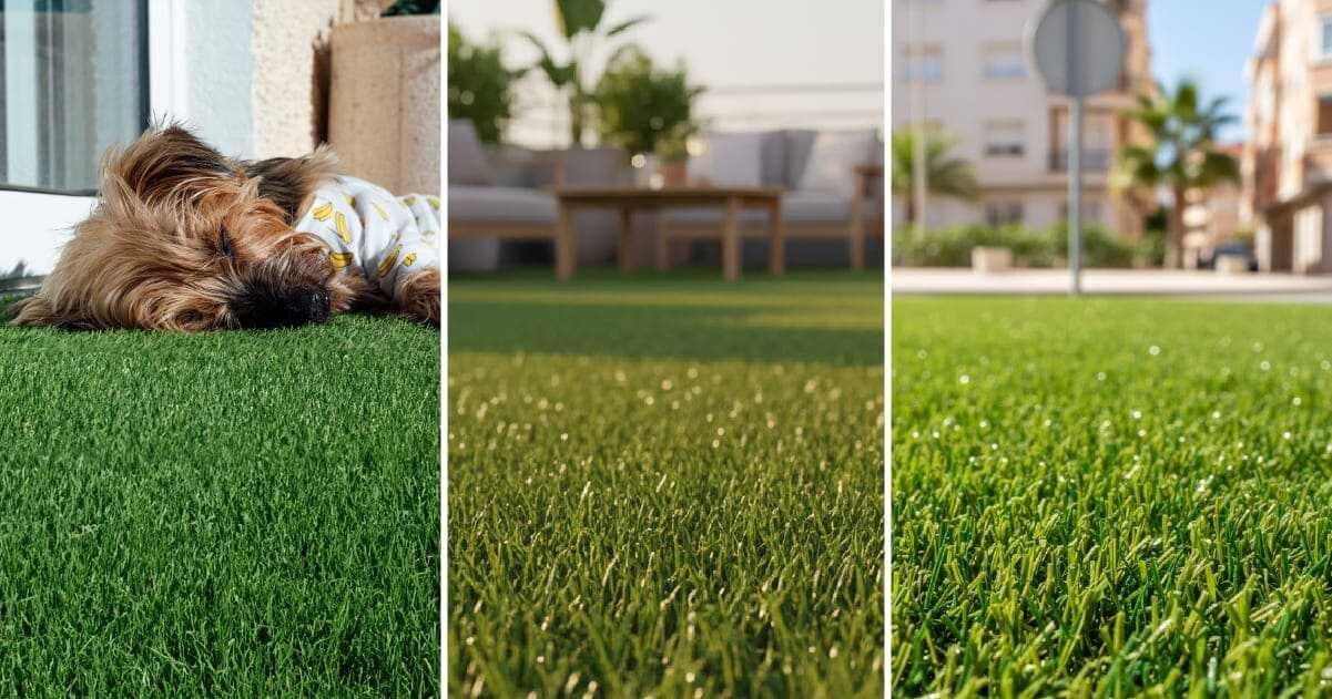 Verschiedene Anwendungen, um die Vorteile von Kunstrasen zu demonstrieren.